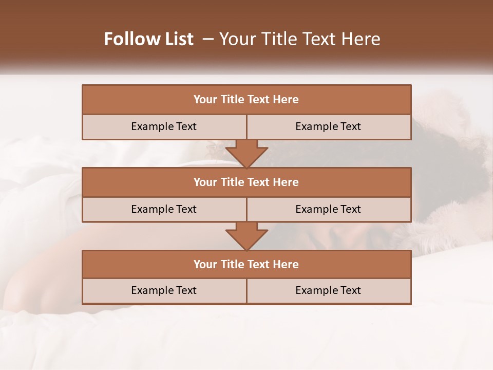 A Woman Laying In Bed With Her Head On Her Pillow PowerPoint Template