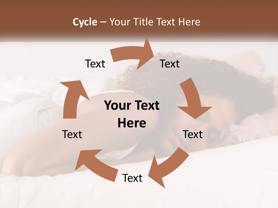 A Woman Laying In Bed With Her Head On Her Pillow PowerPoint Template