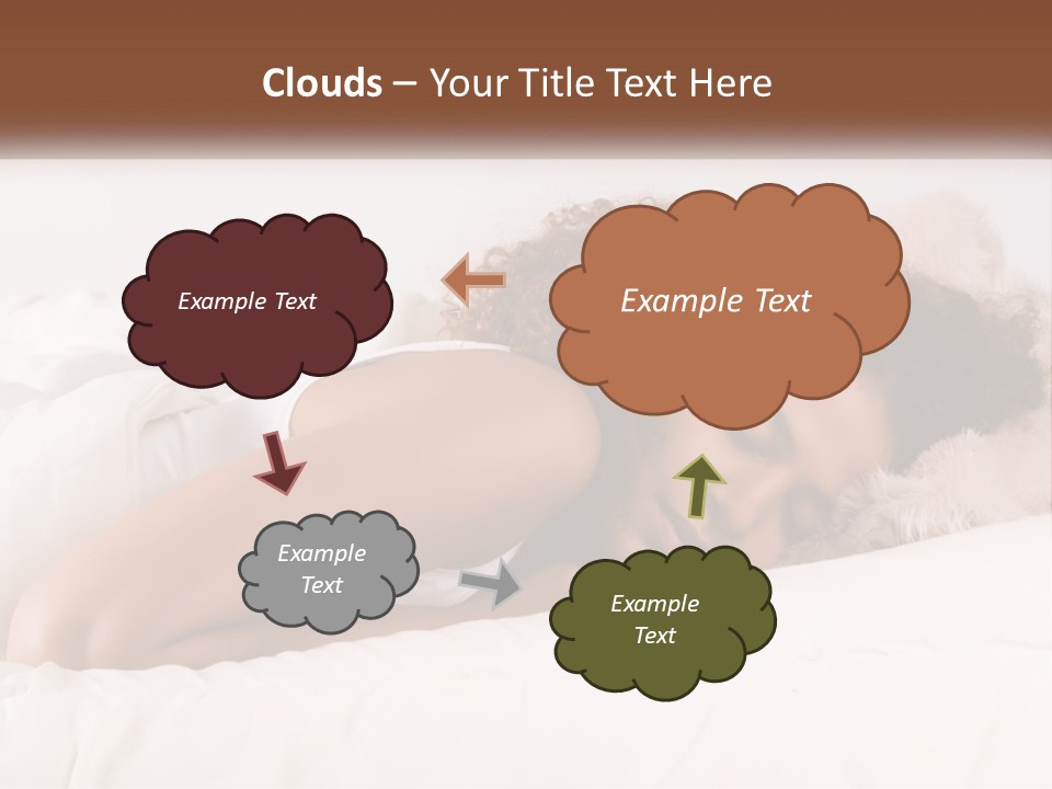 A Woman Laying In Bed With Her Head On Her Pillow PowerPoint Template