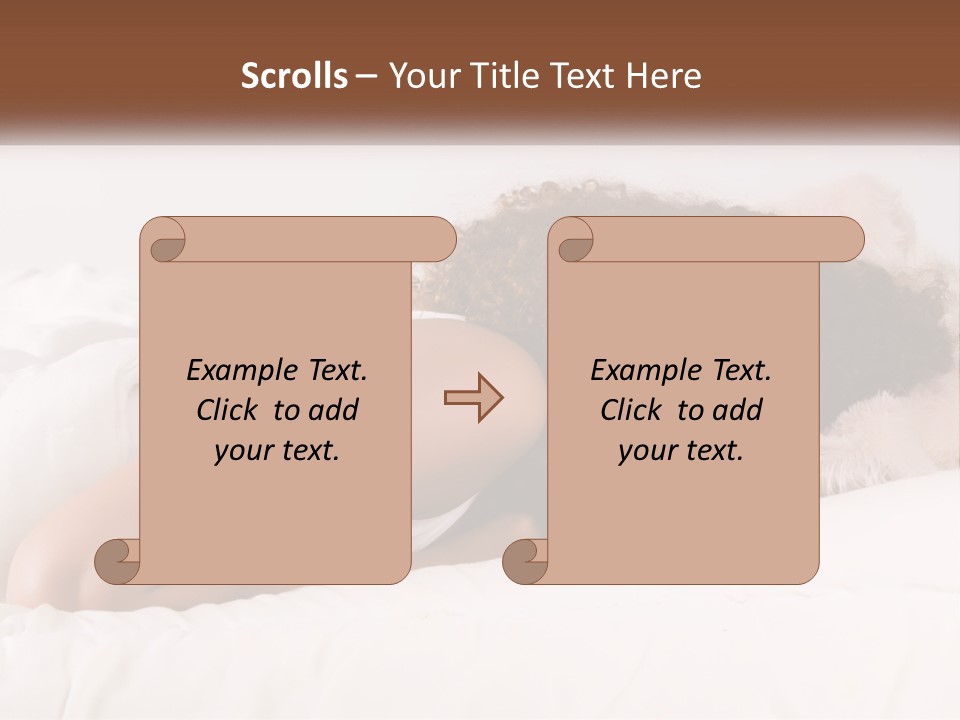 A Woman Laying In Bed With Her Head On Her Pillow PowerPoint Template