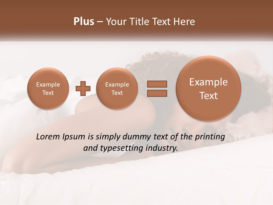 A Woman Laying In Bed With Her Head On Her Pillow PowerPoint Template