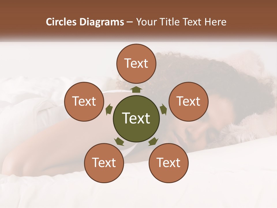 A Woman Laying In Bed With Her Head On Her Pillow PowerPoint Template