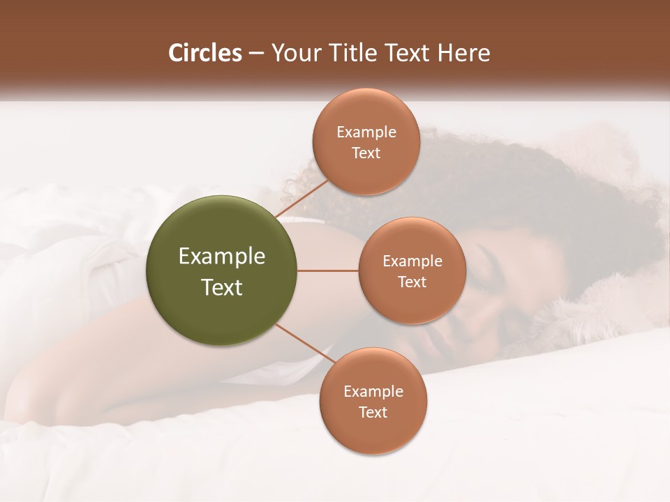 A Woman Laying In Bed With Her Head On Her Pillow PowerPoint Template