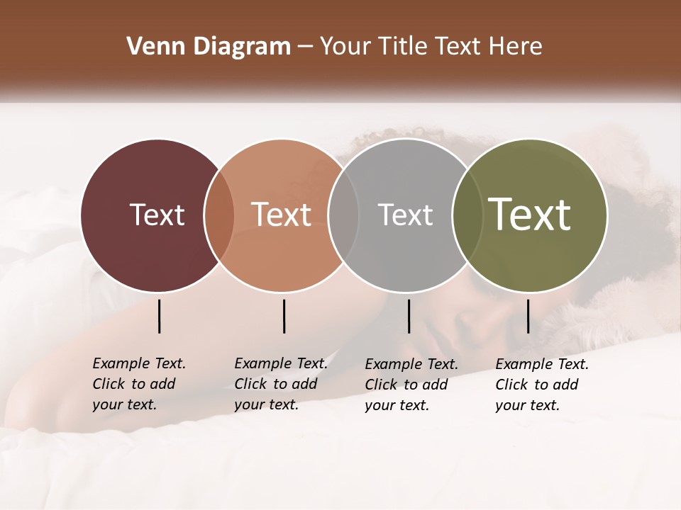 A Woman Laying In Bed With Her Head On Her Pillow PowerPoint Template