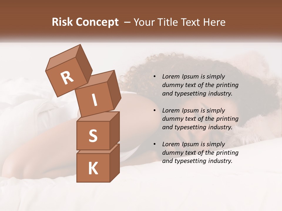 A Woman Laying In Bed With Her Head On Her Pillow PowerPoint Template