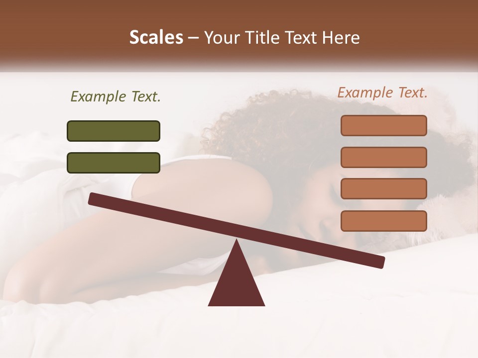 A Woman Laying In Bed With Her Head On Her Pillow PowerPoint Template
