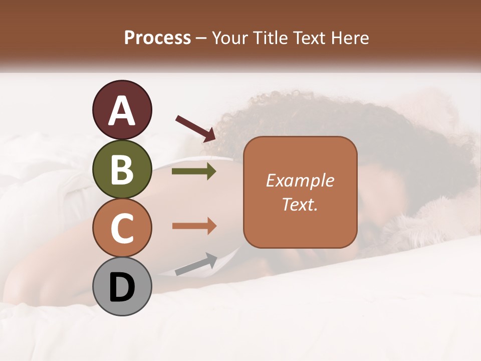 A Woman Laying In Bed With Her Head On Her Pillow PowerPoint Template