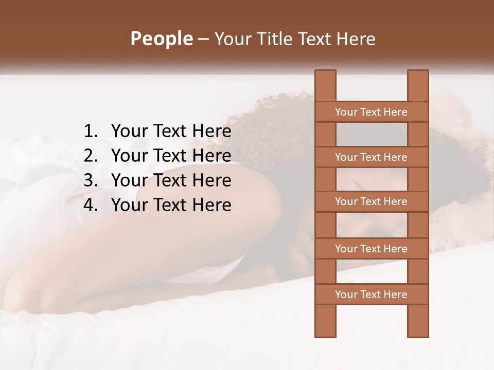 A Woman Laying In Bed With Her Head On Her Pillow PowerPoint Template