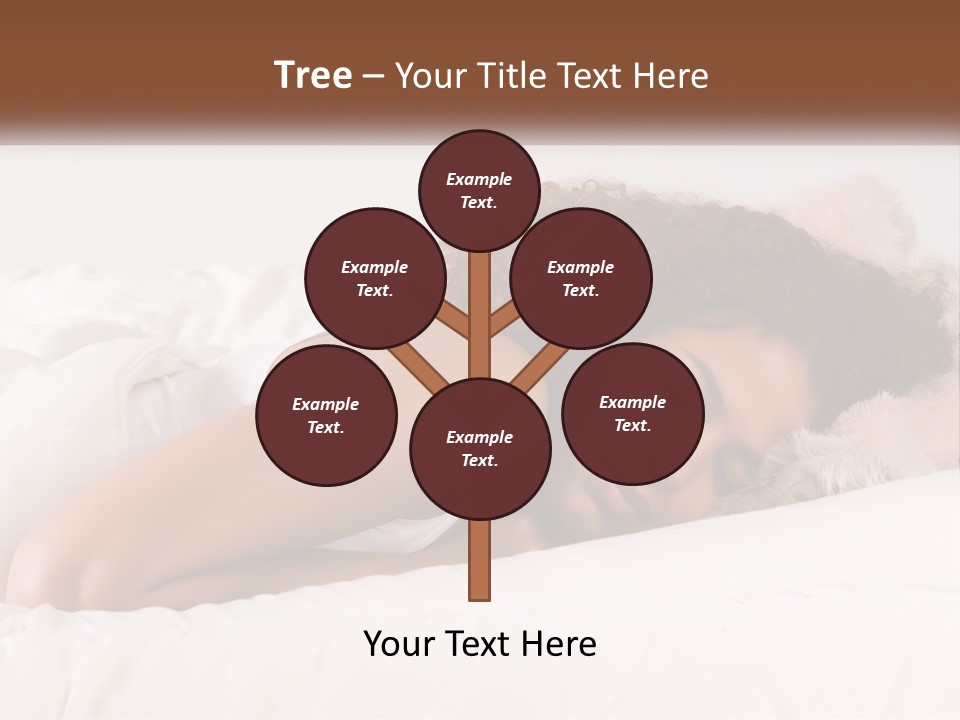 A Woman Laying In Bed With Her Head On Her Pillow PowerPoint Template