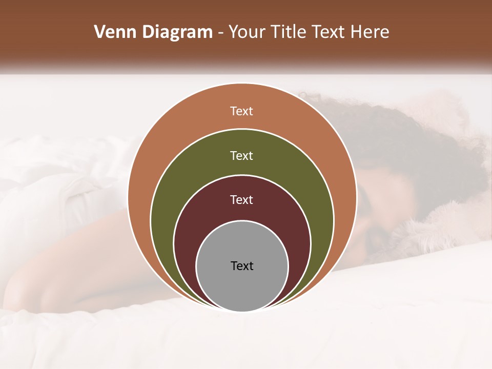 A Woman Laying In Bed With Her Head On Her Pillow PowerPoint Template