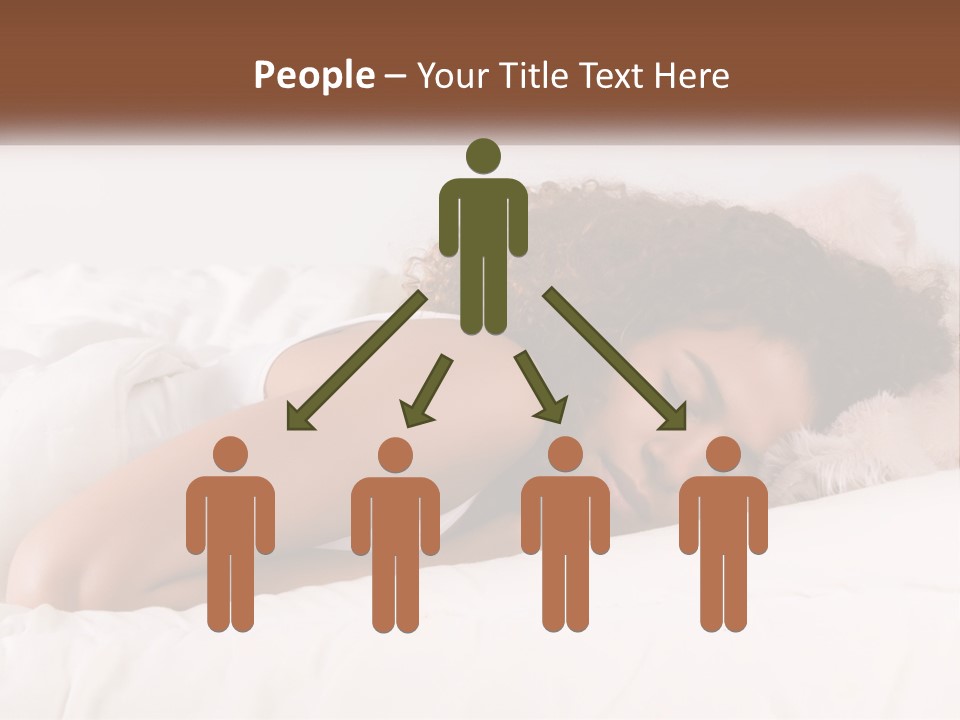 A Woman Laying In Bed With Her Head On Her Pillow PowerPoint Template