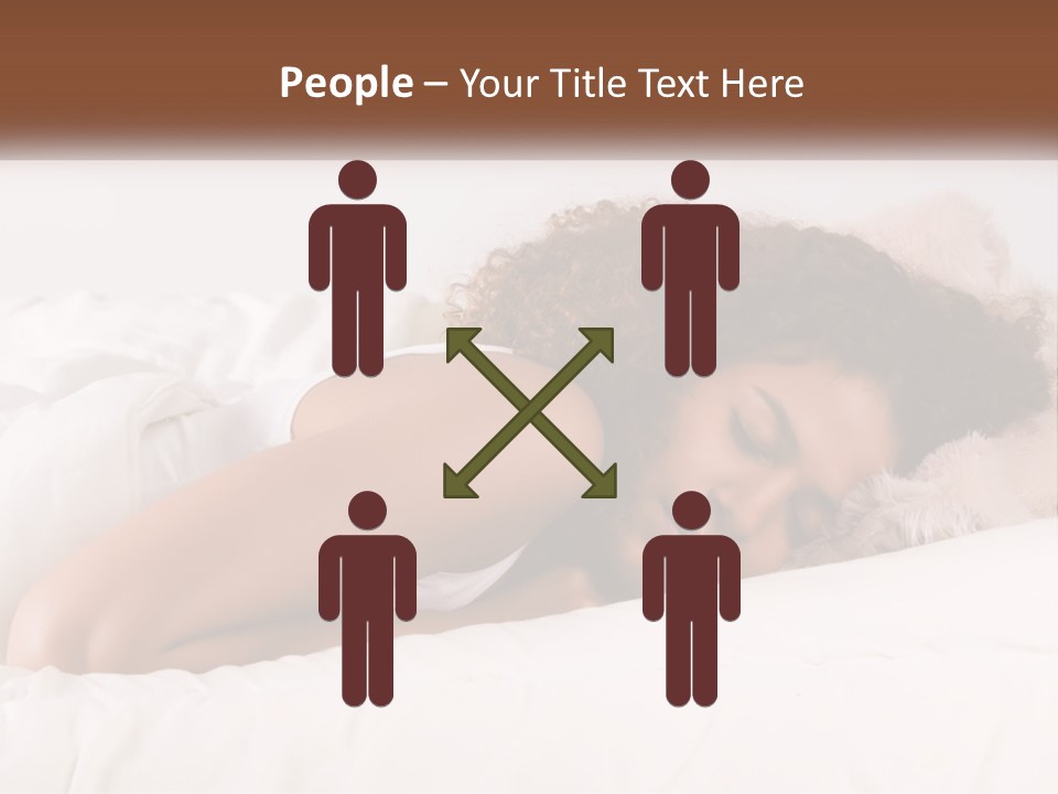 A Woman Laying In Bed With Her Head On Her Pillow PowerPoint Template