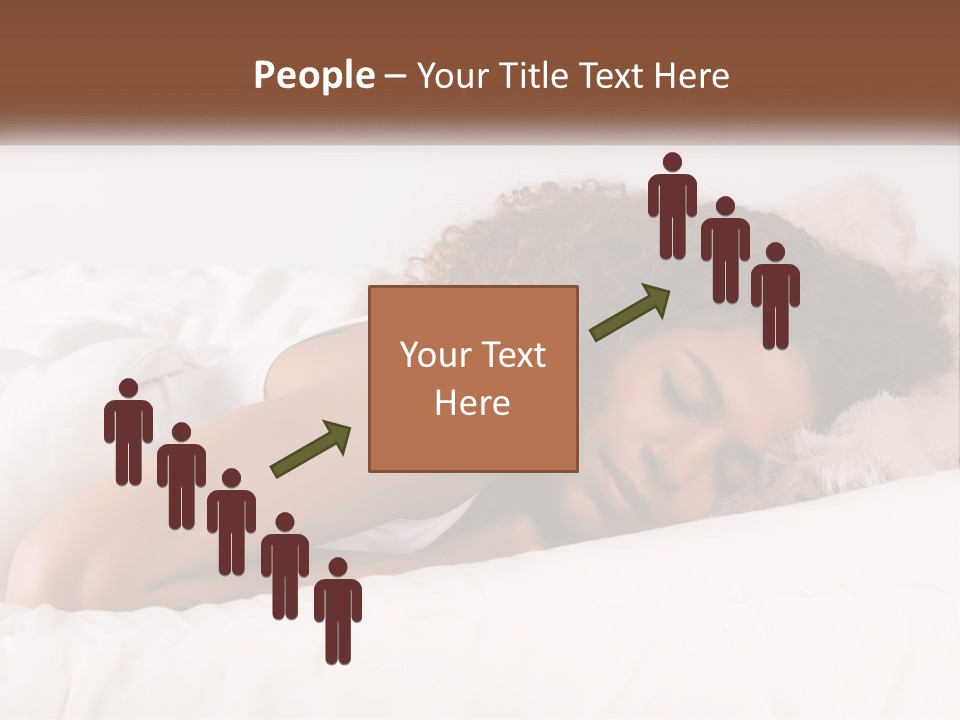 A Woman Laying In Bed With Her Head On Her Pillow PowerPoint Template