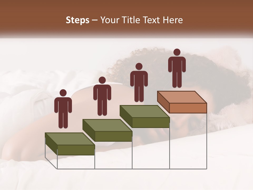 A Woman Laying In Bed With Her Head On Her Pillow PowerPoint Template