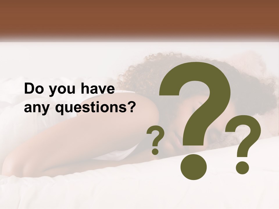 A Woman Laying In Bed With Her Head On Her Pillow PowerPoint Template