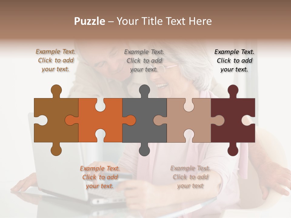 An Elderly Couple Looking At A Laptop Computer PowerPoint Template