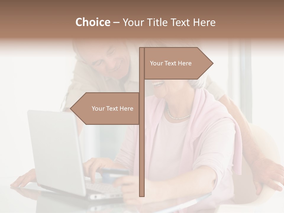 An Elderly Couple Looking At A Laptop Computer PowerPoint Template