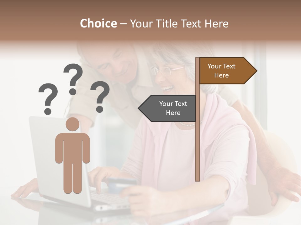 An Elderly Couple Looking At A Laptop Computer PowerPoint Template