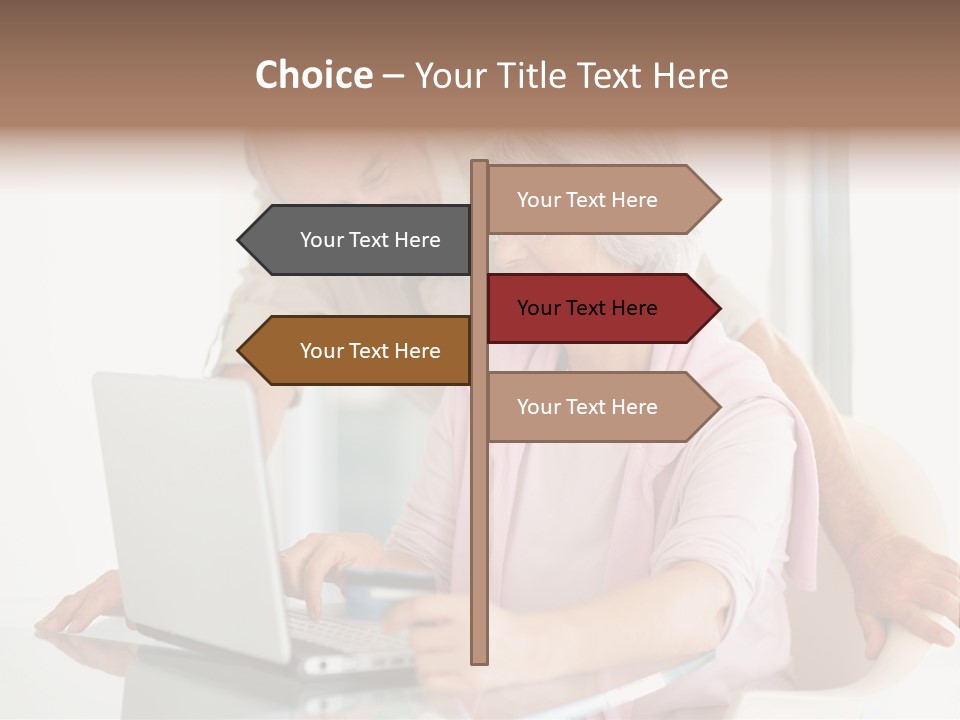 An Elderly Couple Looking At A Laptop Computer PowerPoint Template
