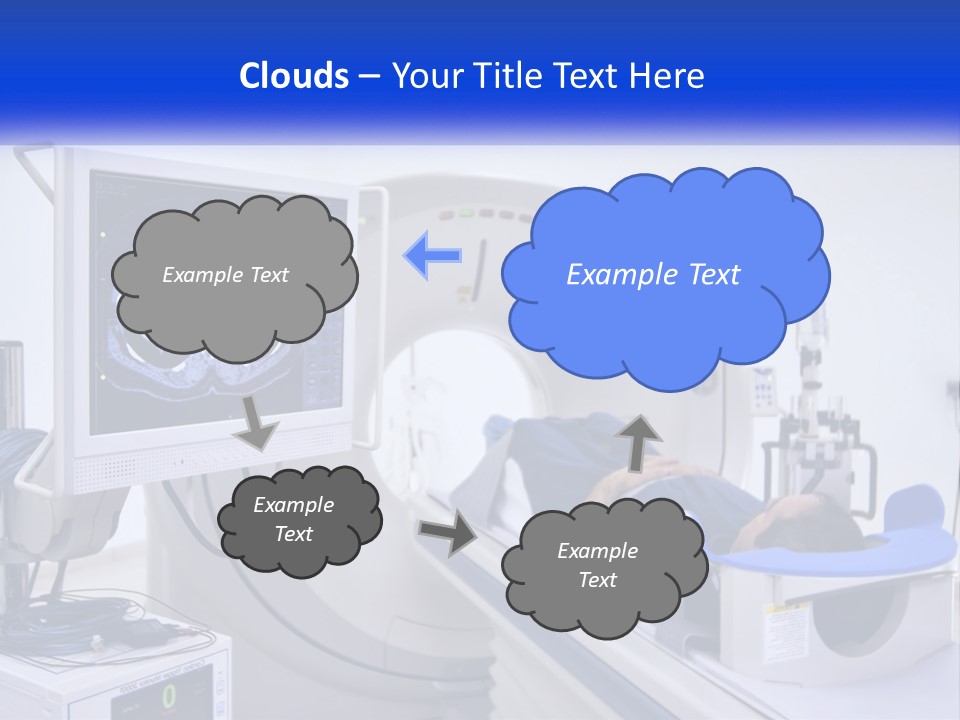 A Man Laying In A Hospital Bed In Front Of A Monitor PowerPoint Template