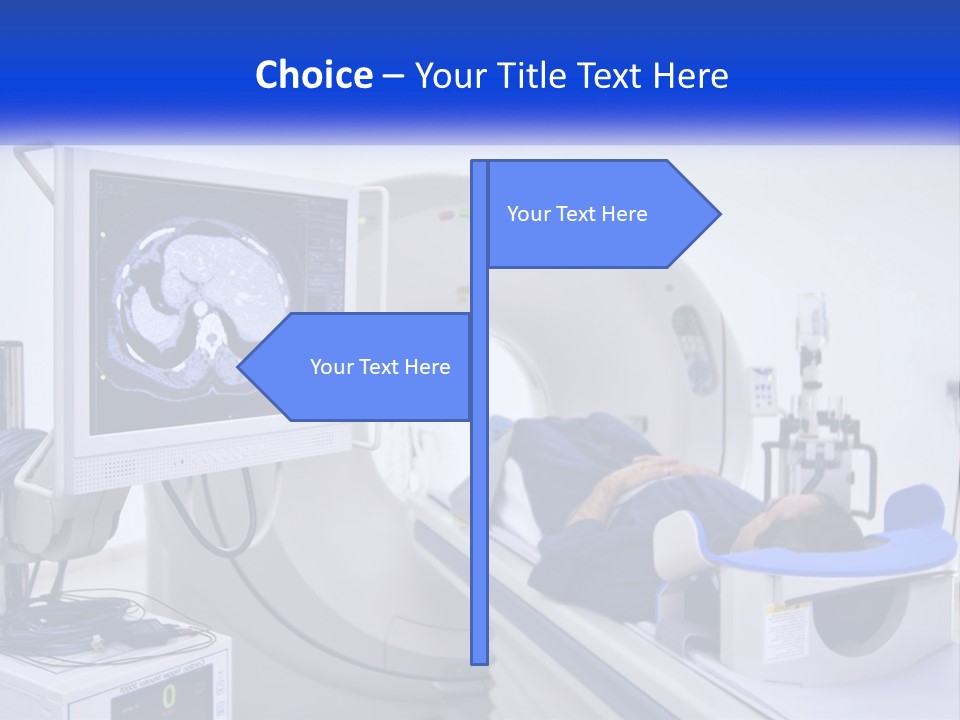 A Man Laying In A Hospital Bed In Front Of A Monitor PowerPoint Template