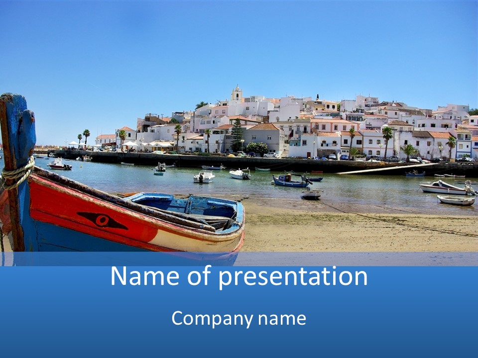 Palm Houses Sea PowerPoint Template