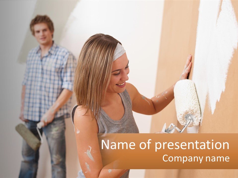 Decorating Man Wall PowerPoint Template