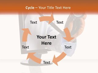 A Doctor Holding A Stethoscope Up To A Computer Screen PowerPoint Template