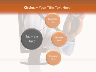 A Doctor Holding A Stethoscope Up To A Computer Screen PowerPoint Template