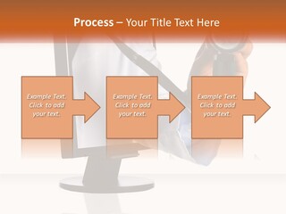 A Doctor Holding A Stethoscope Up To A Computer Screen PowerPoint Template
