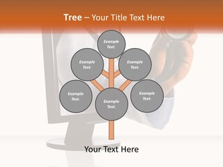 A Doctor Holding A Stethoscope Up To A Computer Screen PowerPoint Template