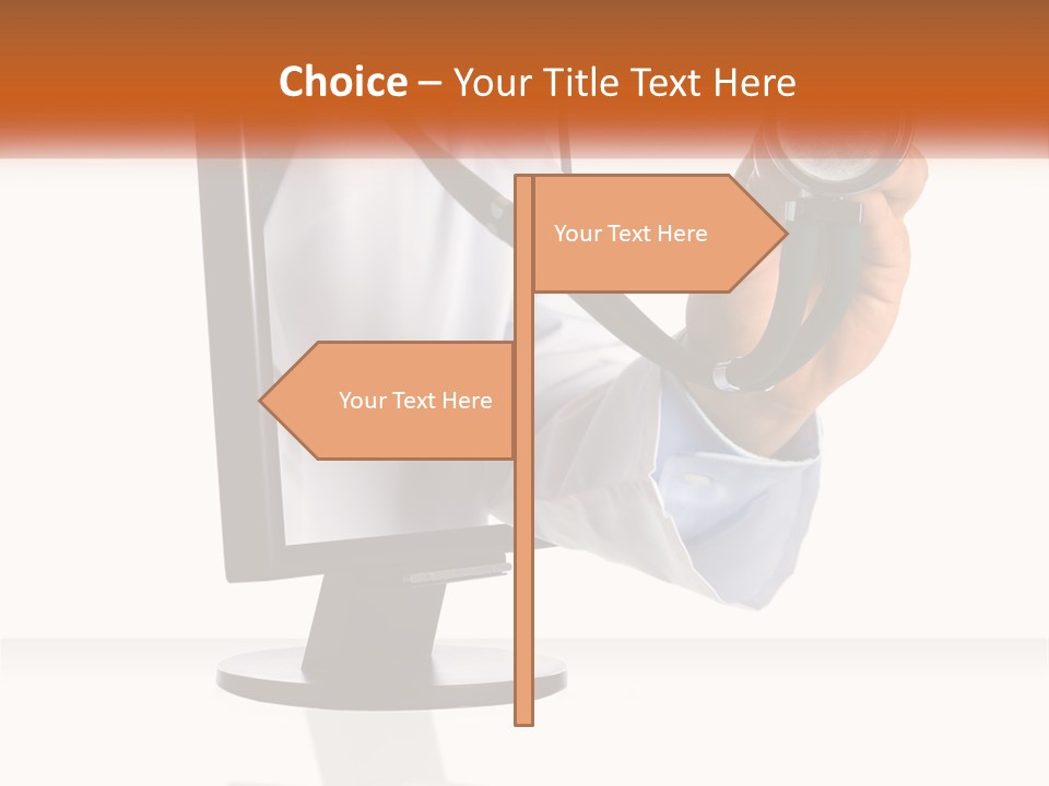 A Doctor Holding A Stethoscope Up To A Computer Screen PowerPoint Template
