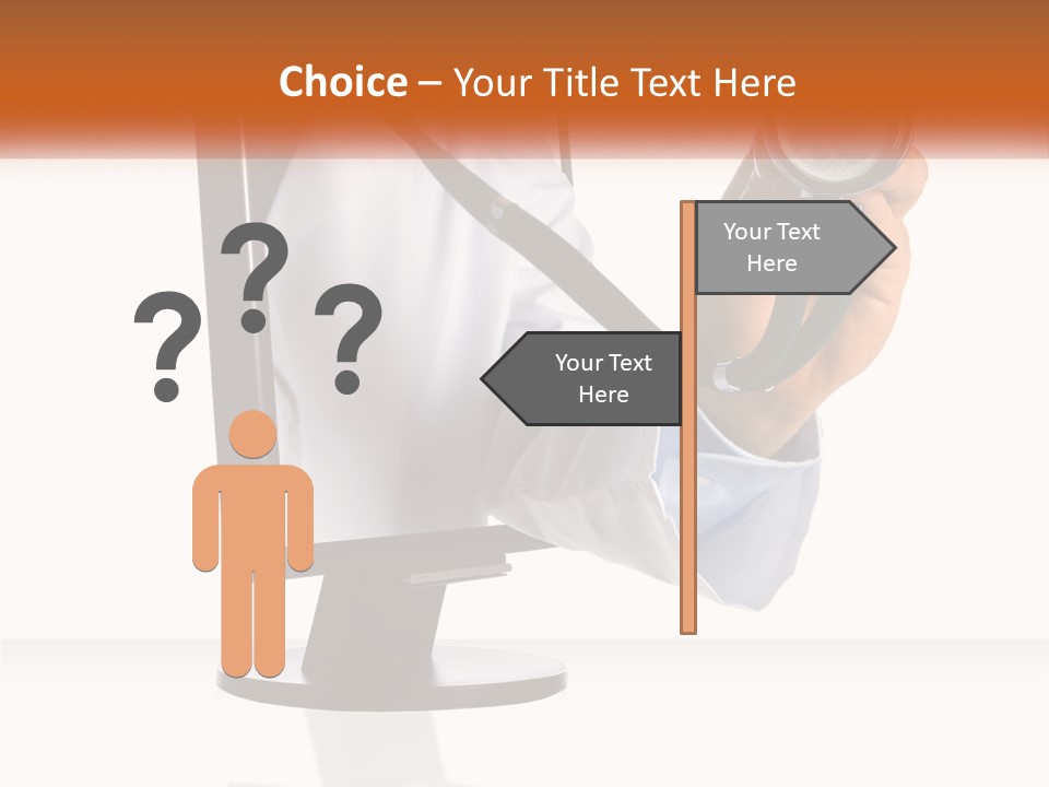A Doctor Holding A Stethoscope Up To A Computer Screen PowerPoint Template