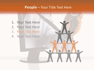 A Doctor Holding A Stethoscope Up To A Computer Screen PowerPoint Template