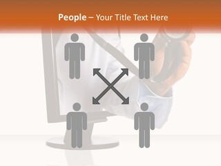 A Doctor Holding A Stethoscope Up To A Computer Screen PowerPoint Template
