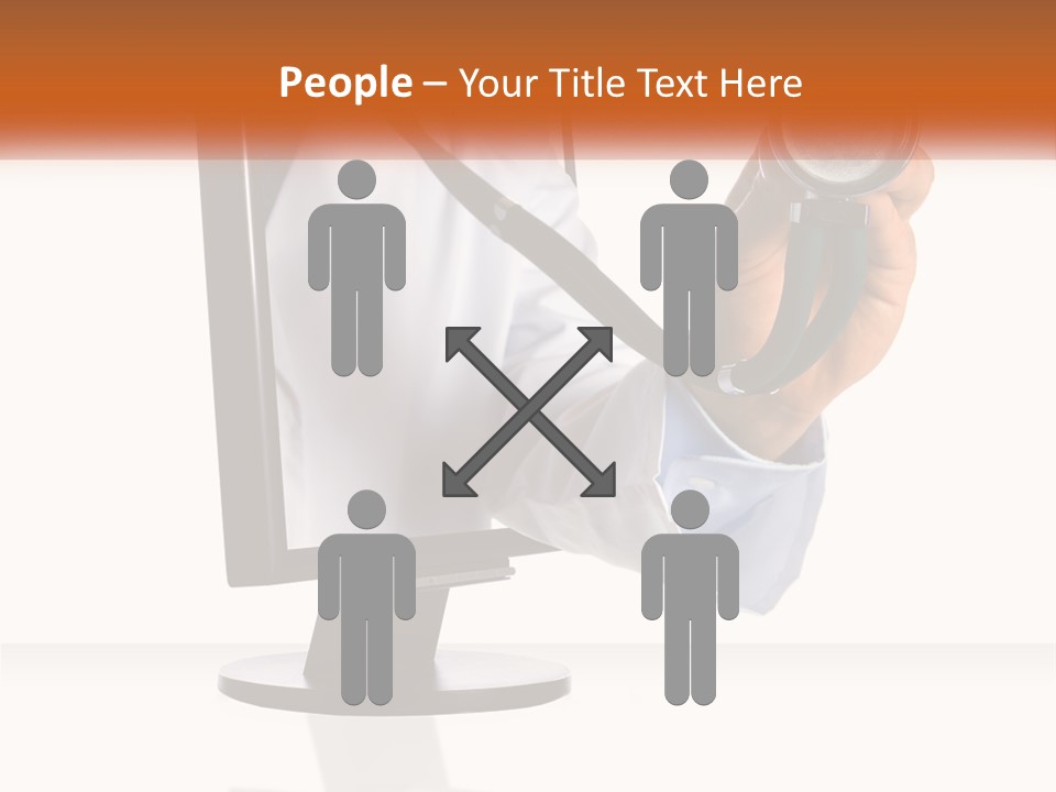 A Doctor Holding A Stethoscope Up To A Computer Screen PowerPoint Template