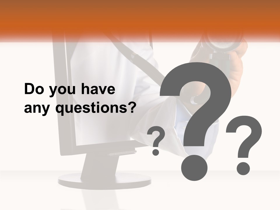 A Doctor Holding A Stethoscope Up To A Computer Screen PowerPoint Template