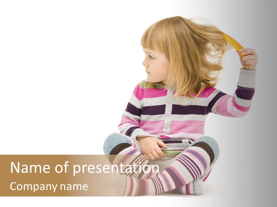 A Little Girl Sitting On The Floor With Her Hair Blowing In The Wind PowerPoint Template