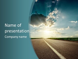 A Road With A Sky And Clouds In The Background PowerPoint Template