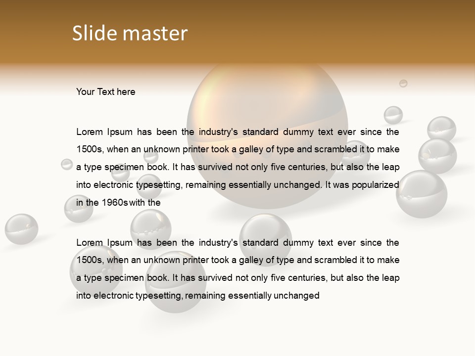 A Golden Sphere Surrounded By Bubbles On A White Background PowerPoint Template