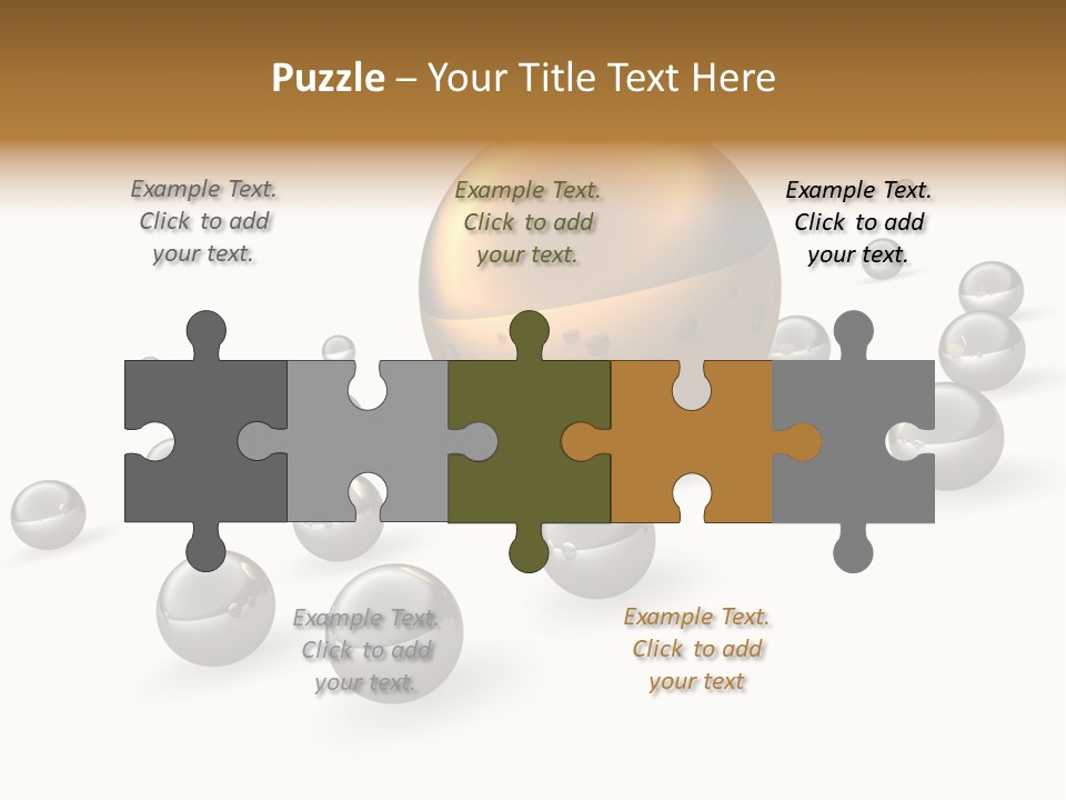 A Golden Sphere Surrounded By Bubbles On A White Background PowerPoint Template