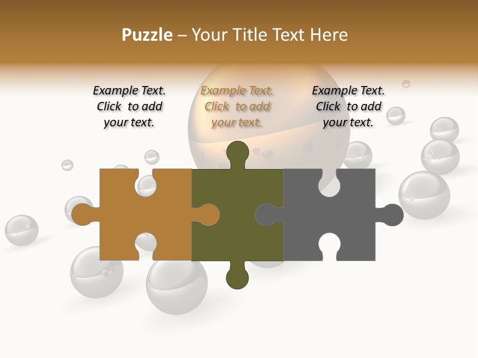 A Golden Sphere Surrounded By Bubbles On A White Background PowerPoint Template