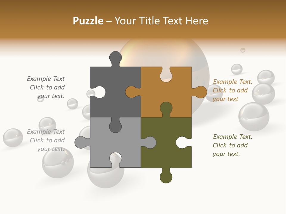 A Golden Sphere Surrounded By Bubbles On A White Background PowerPoint Template