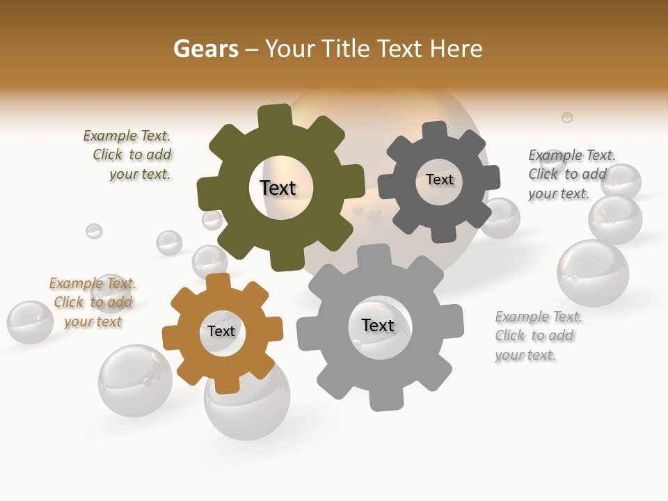 A Golden Sphere Surrounded By Bubbles On A White Background PowerPoint Template