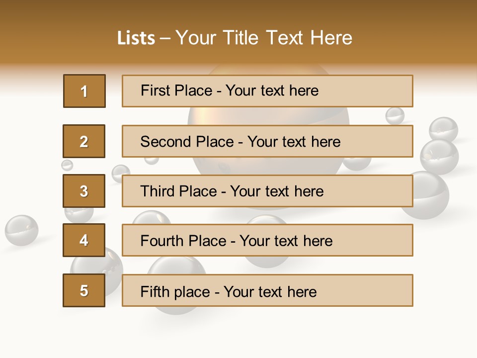 A Golden Sphere Surrounded By Bubbles On A White Background PowerPoint Template