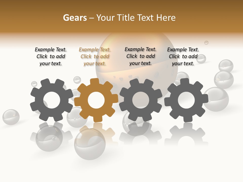 A Golden Sphere Surrounded By Bubbles On A White Background PowerPoint Template