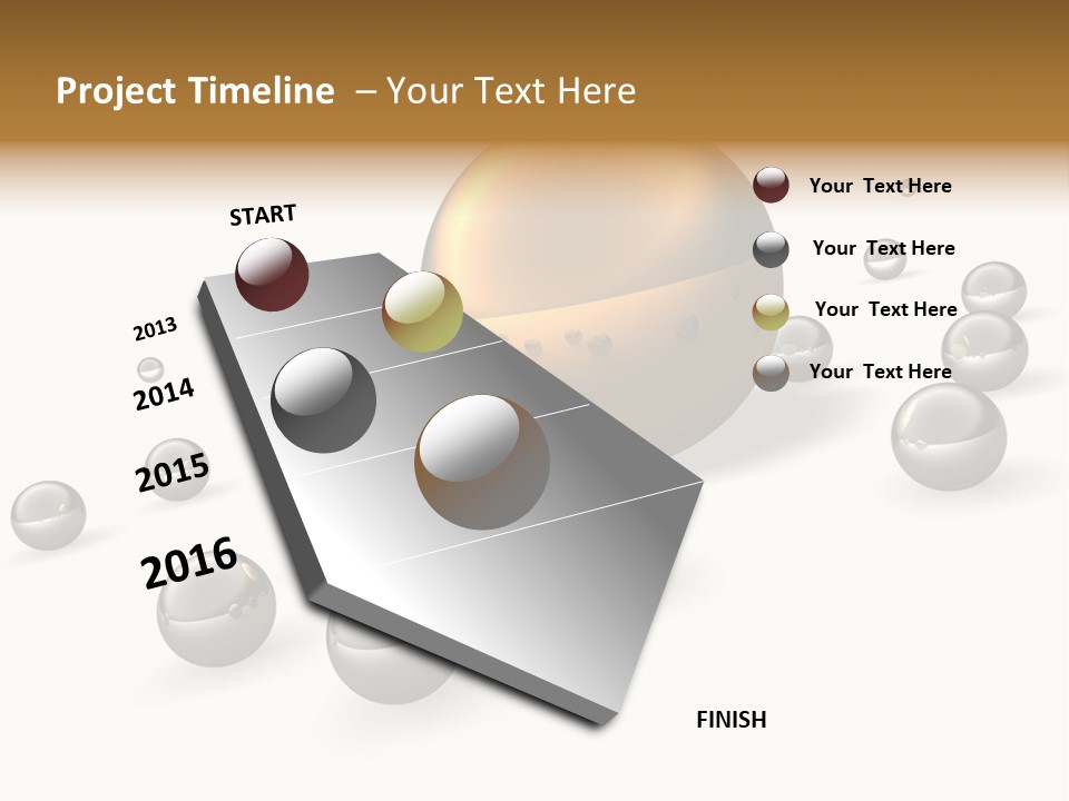 A Golden Sphere Surrounded By Bubbles On A White Background PowerPoint Template