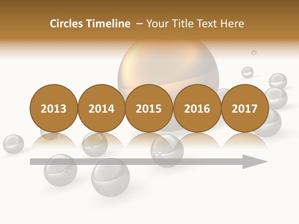 A Golden Sphere Surrounded By Bubbles On A White Background PowerPoint Template