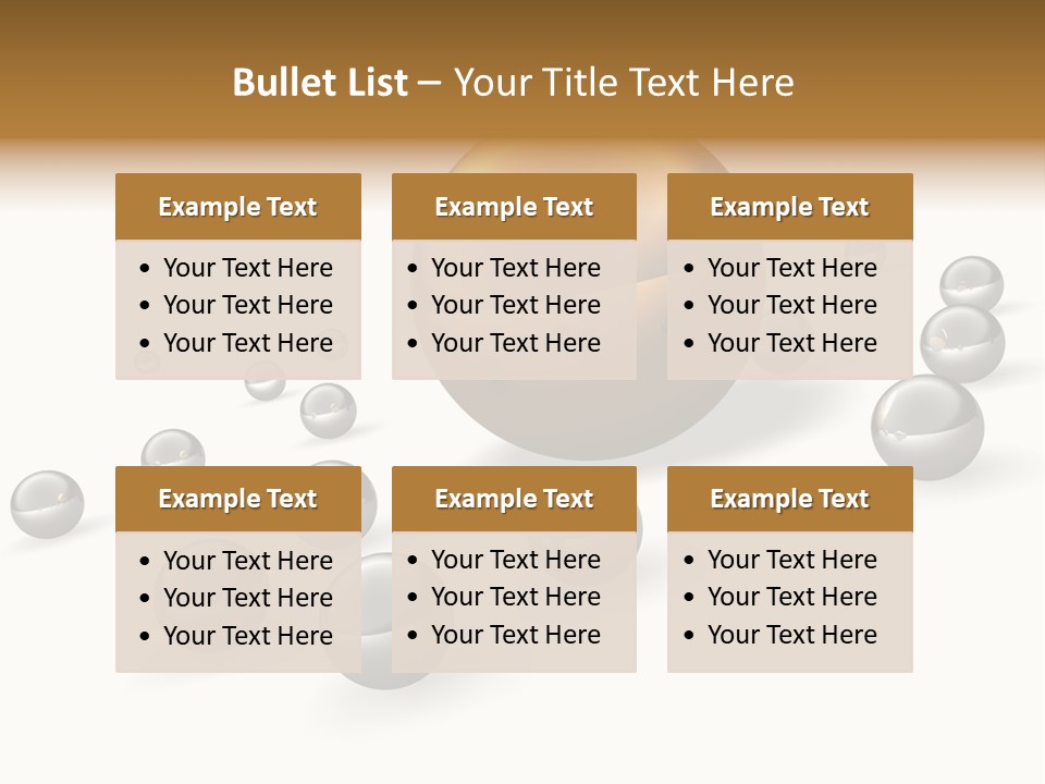 A Golden Sphere Surrounded By Bubbles On A White Background PowerPoint Template