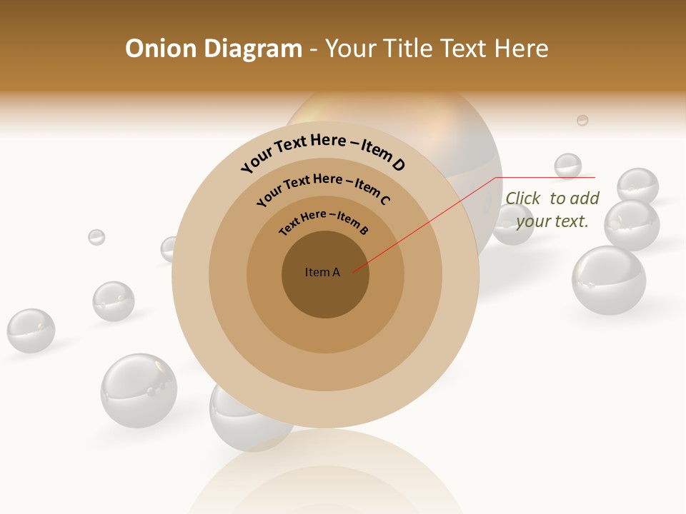 A Golden Sphere Surrounded By Bubbles On A White Background PowerPoint Template